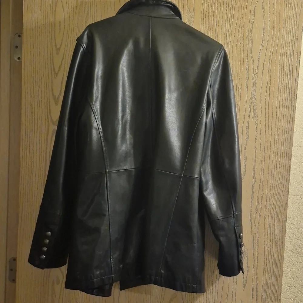 Express Black Leather Pea Coat - Picture 2 of 7